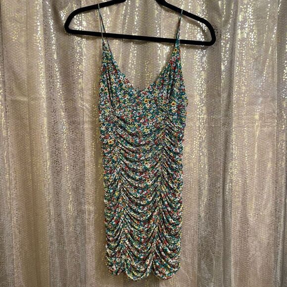 Urban Outfitters Moonbeam Floral Ruched Fitted Mini Dress, Medium - Picture 1 of 7